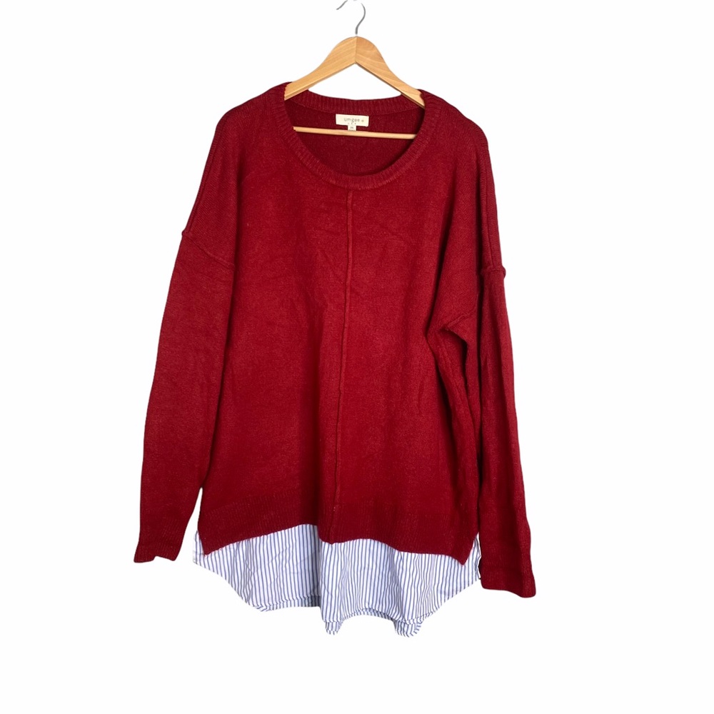 Umgee Layered Look Pullover Sweater Scoop Size 2XL